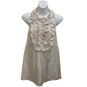 Rebecca Taylor Halter Top 100% Silk Cream Ruffle Size 8